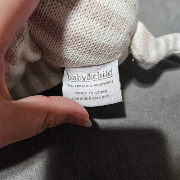 Baby & Child Restoration Hardware Stripe Monkey Knit Sweater Brown Cream Plush - Picture 4 of 6